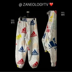 adidas women Essentials Multi-Colored Logo Loose Fit Windbreaker Set Size L